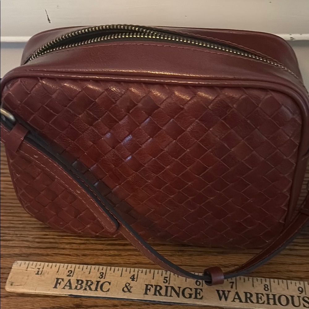 Patricia Nash Brown Woven Leather Crossbody Bag